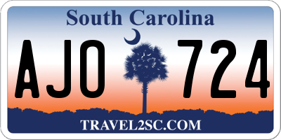 SC license plate AJO724