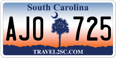 SC license plate AJO725