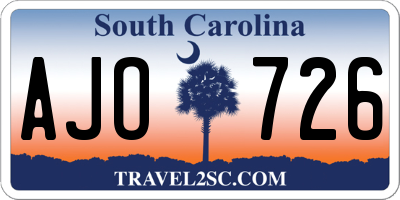 SC license plate AJO726