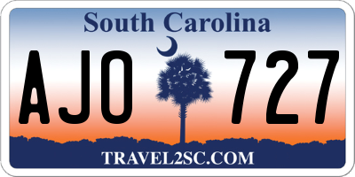 SC license plate AJO727