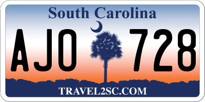 SC license plate AJO728