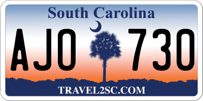 SC license plate AJO730