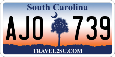 SC license plate AJO739