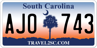 SC license plate AJO743