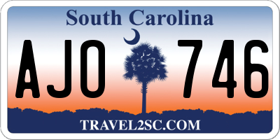 SC license plate AJO746
