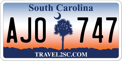 SC license plate AJO747