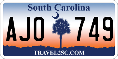 SC license plate AJO749
