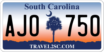 SC license plate AJO750