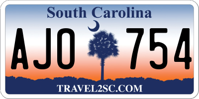 SC license plate AJO754
