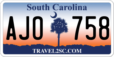 SC license plate AJO758