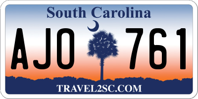 SC license plate AJO761