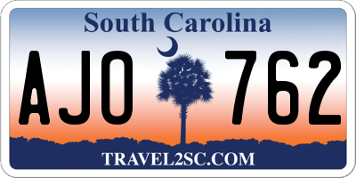 SC license plate AJO762