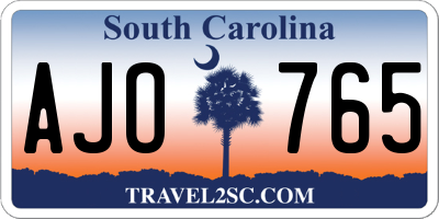 SC license plate AJO765