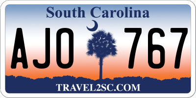 SC license plate AJO767