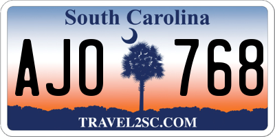 SC license plate AJO768