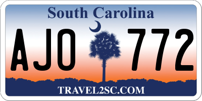SC license plate AJO772