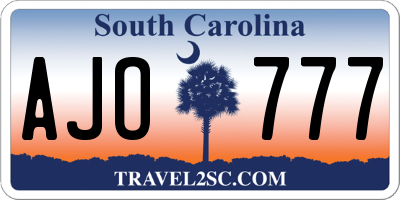 SC license plate AJO777