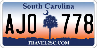 SC license plate AJO778