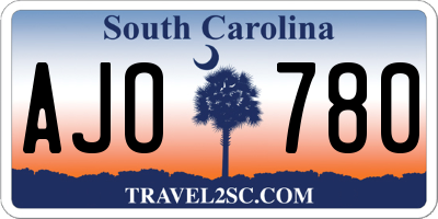 SC license plate AJO780