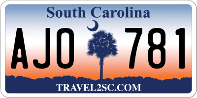 SC license plate AJO781