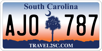 SC license plate AJO787