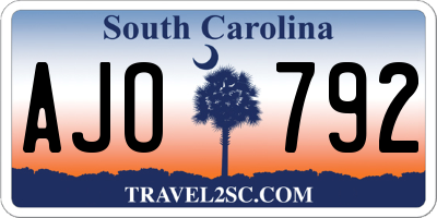 SC license plate AJO792