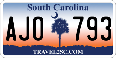 SC license plate AJO793