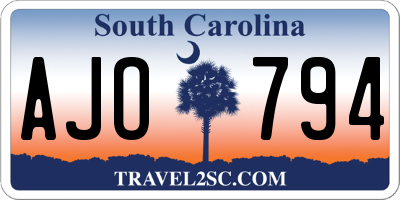SC license plate AJO794