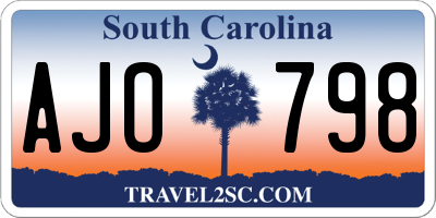SC license plate AJO798