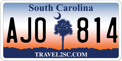 SC license plate AJO814