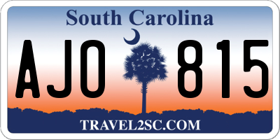 SC license plate AJO815