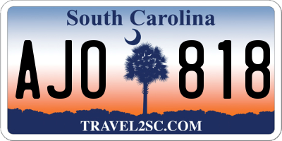 SC license plate AJO818