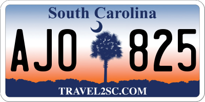 SC license plate AJO825