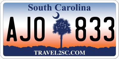 SC license plate AJO833