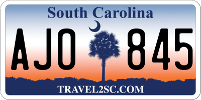 SC license plate AJO845