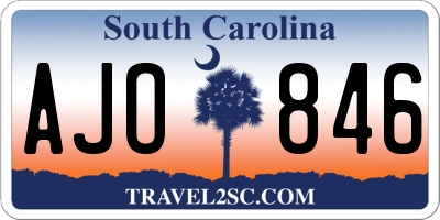 SC license plate AJO846