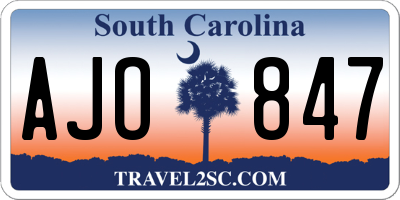 SC license plate AJO847