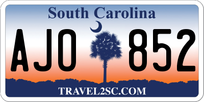 SC license plate AJO852