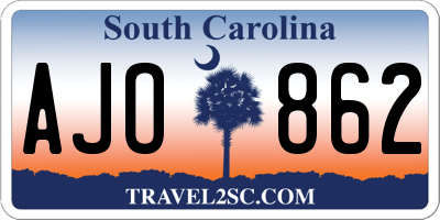 SC license plate AJO862