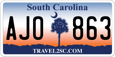 SC license plate AJO863