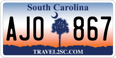 SC license plate AJO867