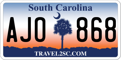 SC license plate AJO868
