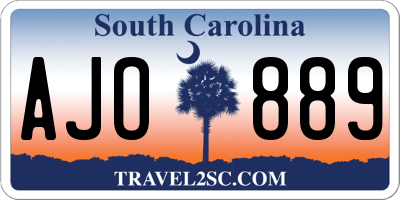 SC license plate AJO889