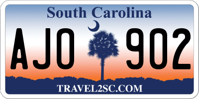 SC license plate AJO902