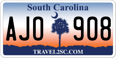 SC license plate AJO908