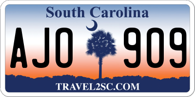 SC license plate AJO909