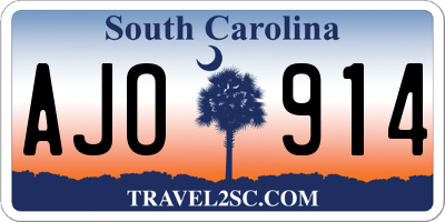 SC license plate AJO914
