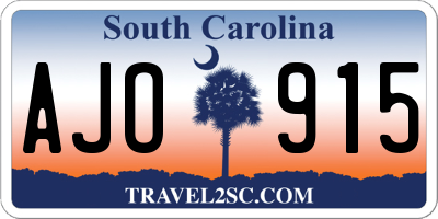 SC license plate AJO915