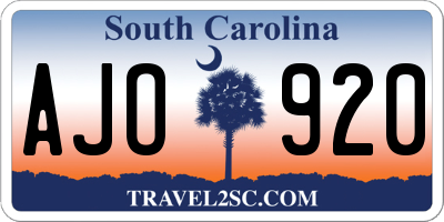 SC license plate AJO920