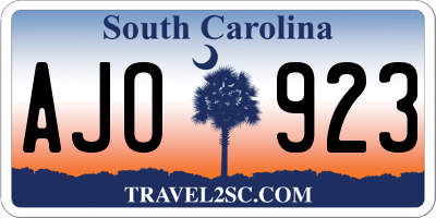 SC license plate AJO923
